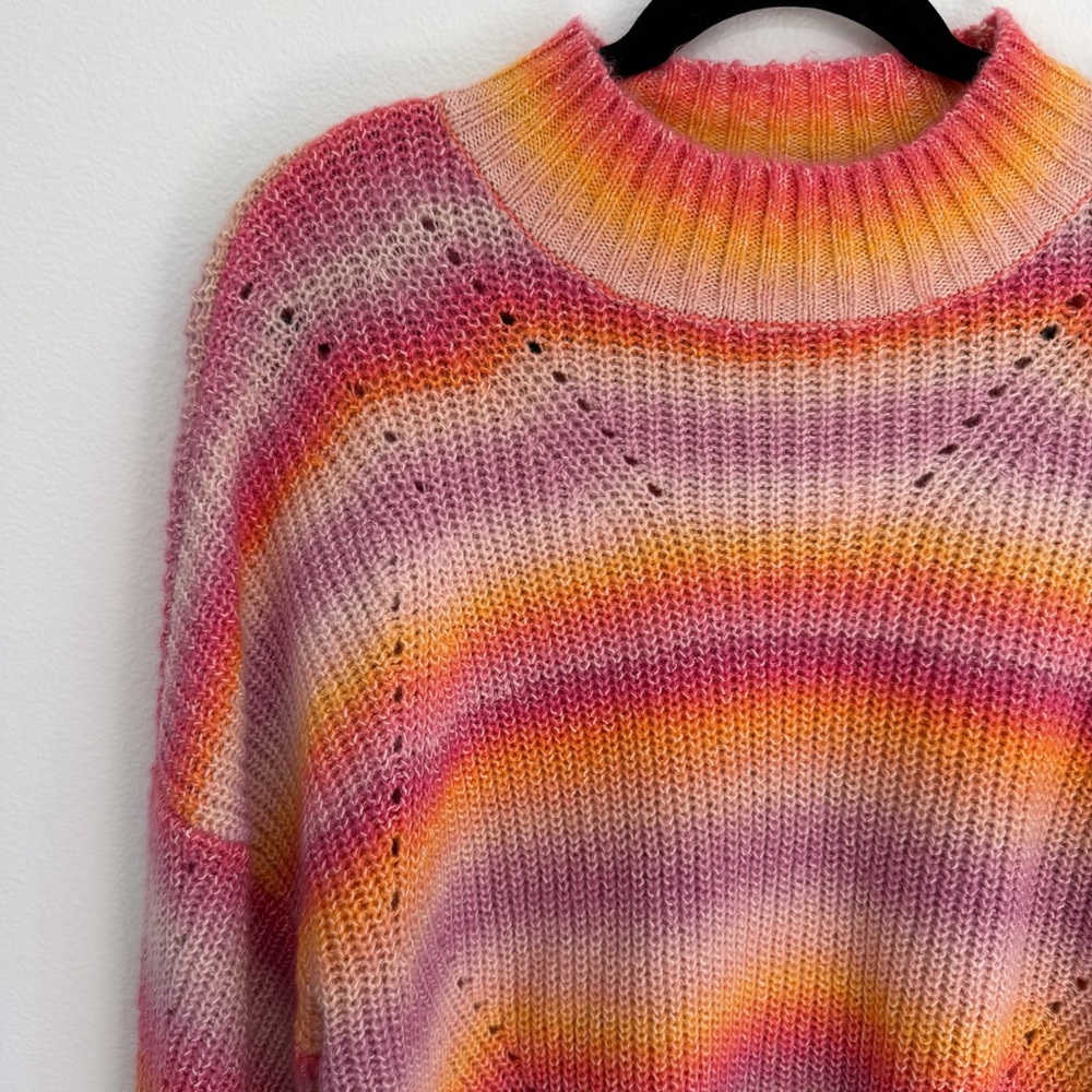 NWT Rebecca Minkoff Rainbow Stripe Sweater Colorful Soft Knit Pullover Size L - Picture 7 of 8